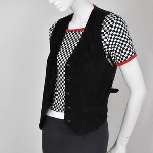 Wilsons Leather Black Suede Button Up Vest Med